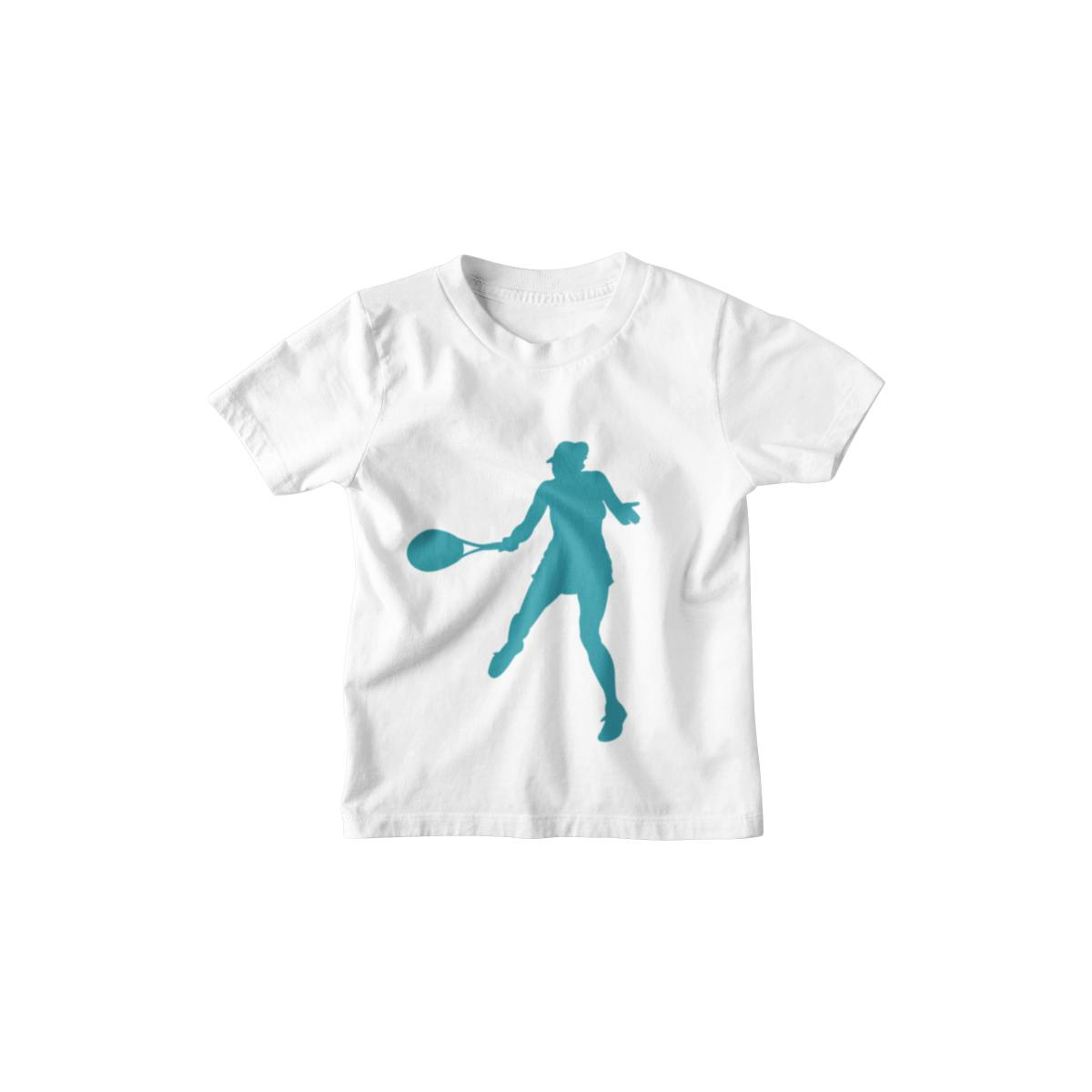Kinder T-Shirt Frau beim Tennis Silhouette 1
