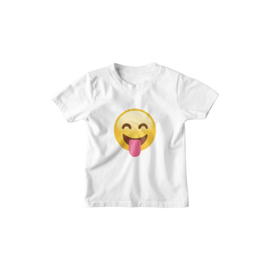 Kinder T-Shirt Funny Emoji Stuck out Tongue