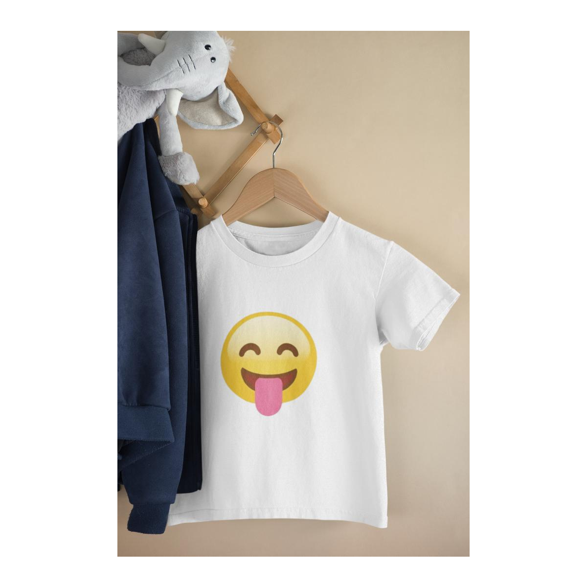 Kinder T-Shirt Funny Emoji Stuck out Tongue