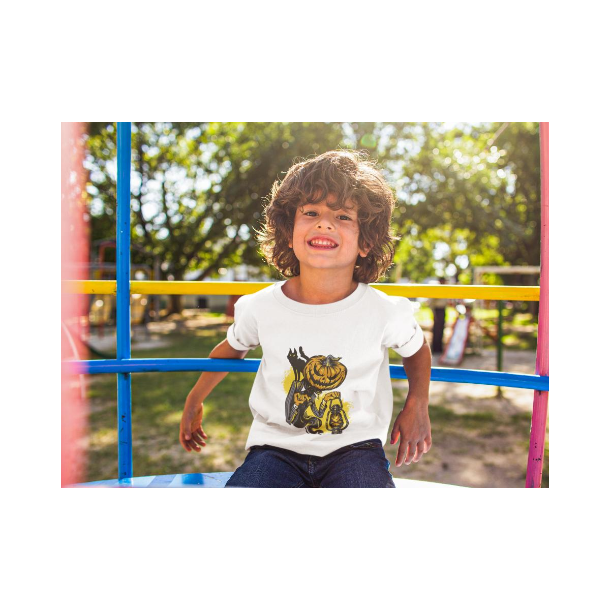 Kinder T-Shirt Halloween  Mr Pumpkin and Cat