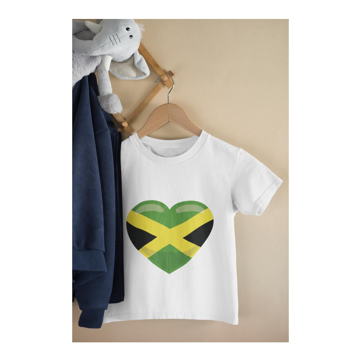 Kinder T-Shirt Jamaika Flagge herzform