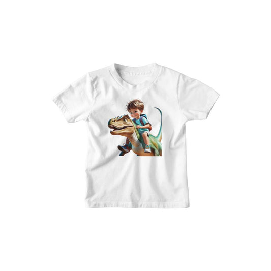 Kinder T-Shirt Junge auf Dinosaurier
