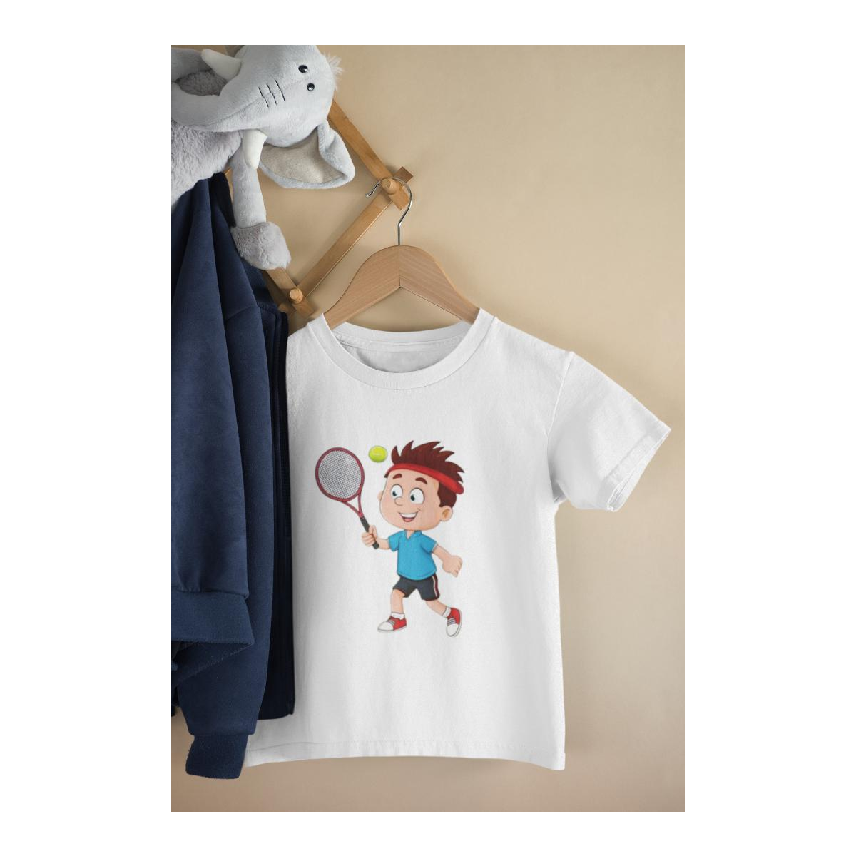 Kinder T-Shirt Junge spielt Tennis 2