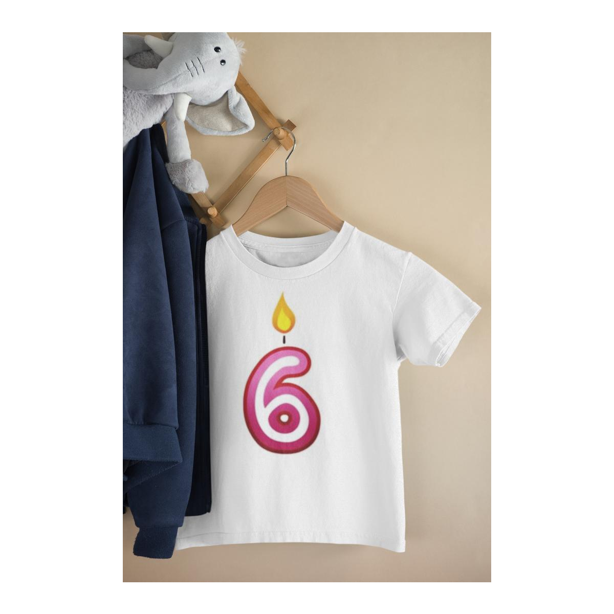 Kinder T-Shirt Kerzenzahl 6