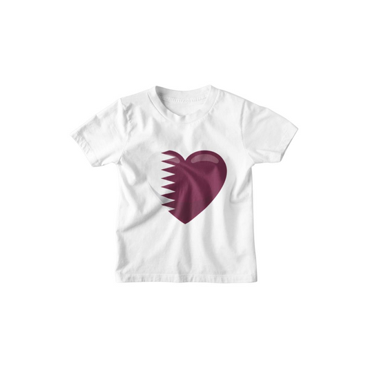 Kinder T-Shirt Qatar Flagge herzform