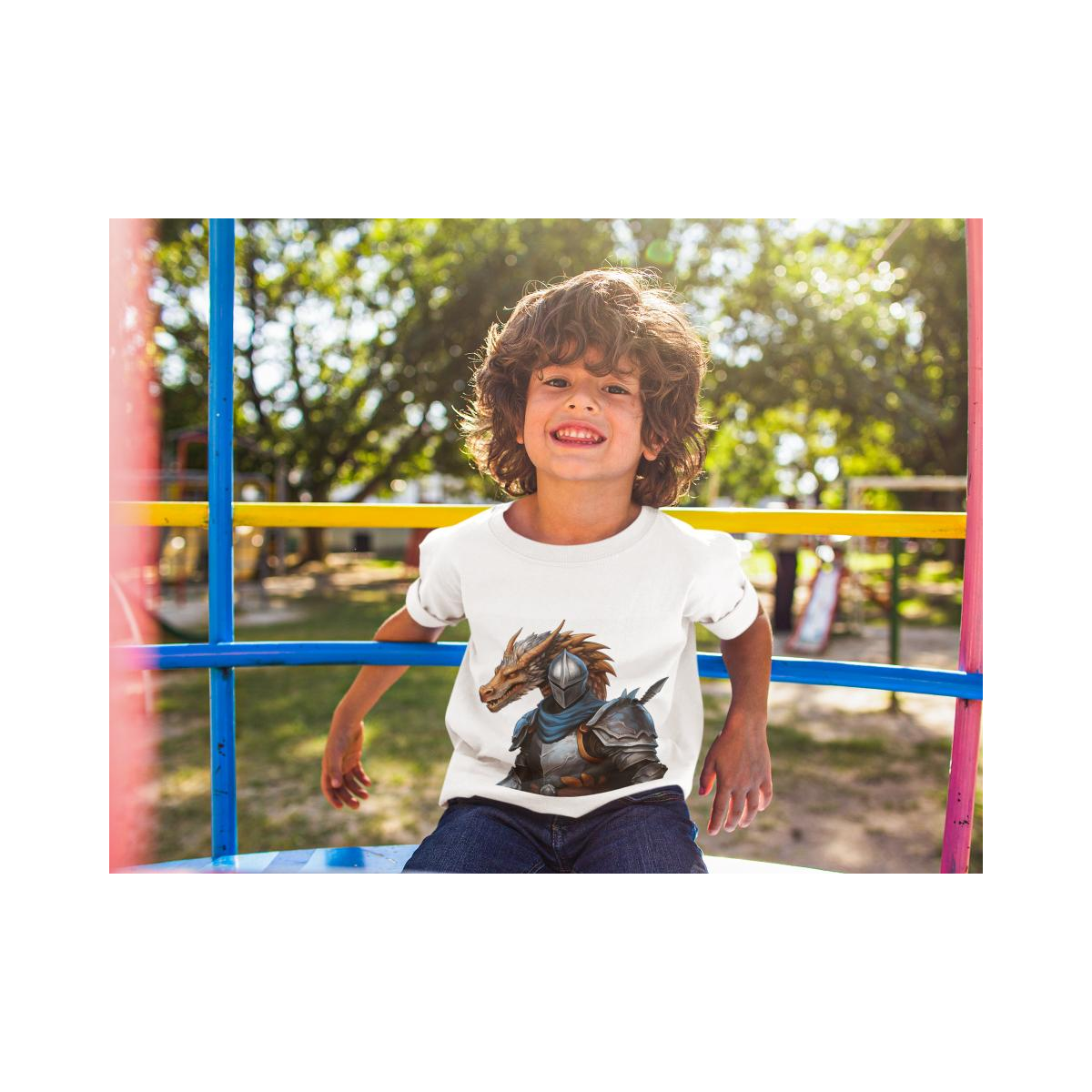 Kinder T-Shirt Ritter mit Drachen