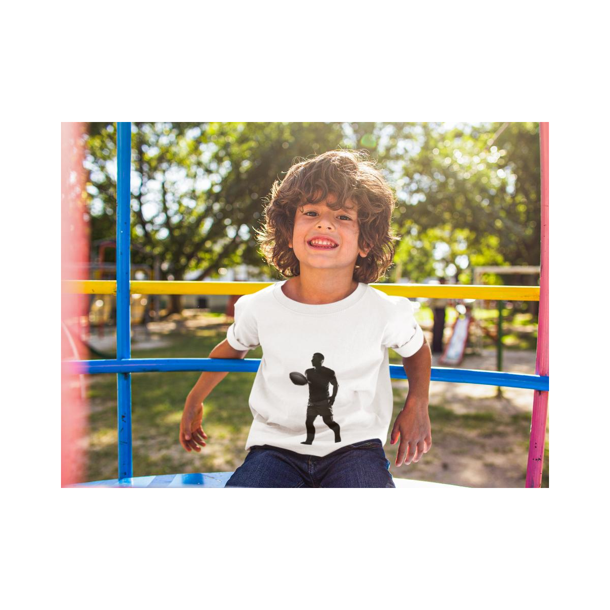 Kinder T-Shirt Rugbyspieler Silhouette