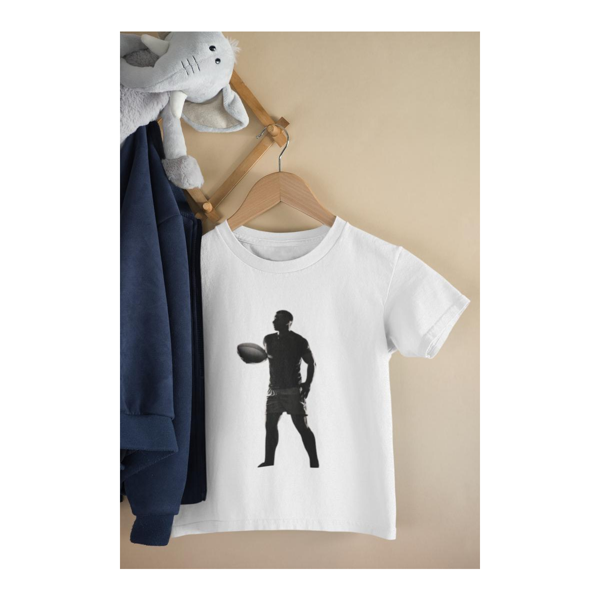 Kinder T-Shirt Rugbyspieler Silhouette