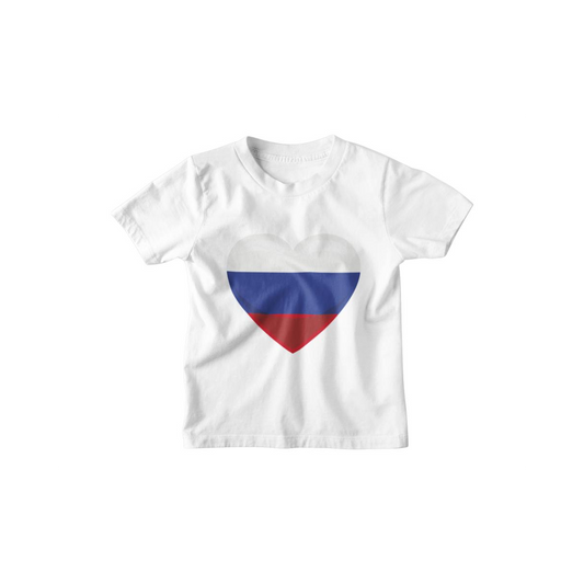 Kinder T-Shirt Russland Flagge herzform