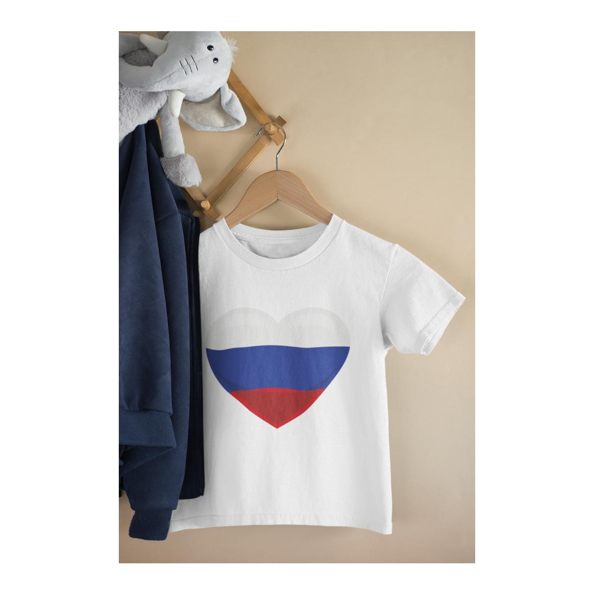 Kinder T-Shirt Russland Flagge herzform