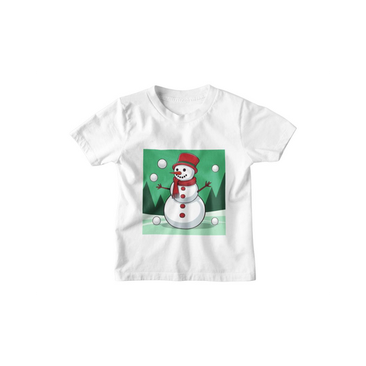 Kinder T-Shirt Schneemann mit Schneeball