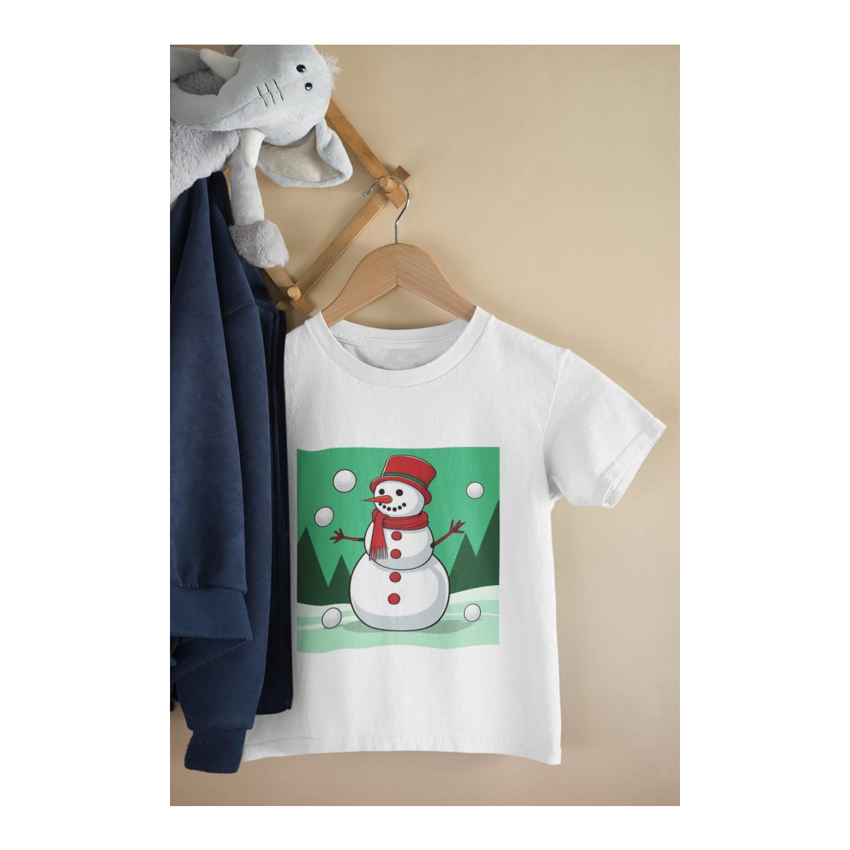Kinder T-Shirt Schneemann mit Schneeball