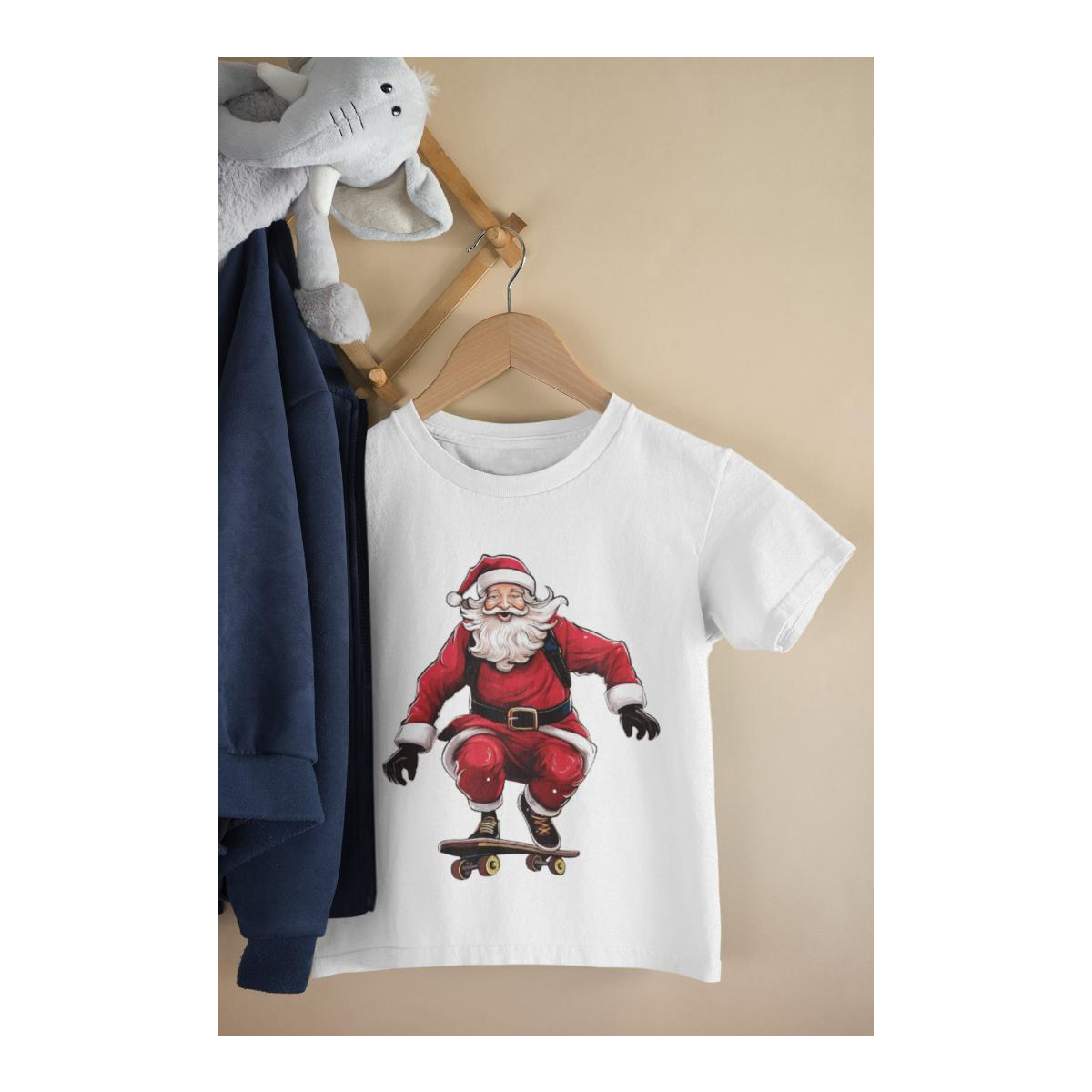 Kinder T-Shirt Skateboard Santa