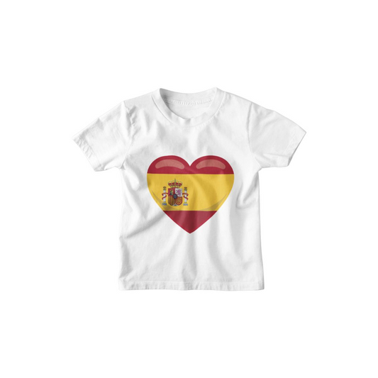 Kinder T-Shirt Spanien Flagge herzform