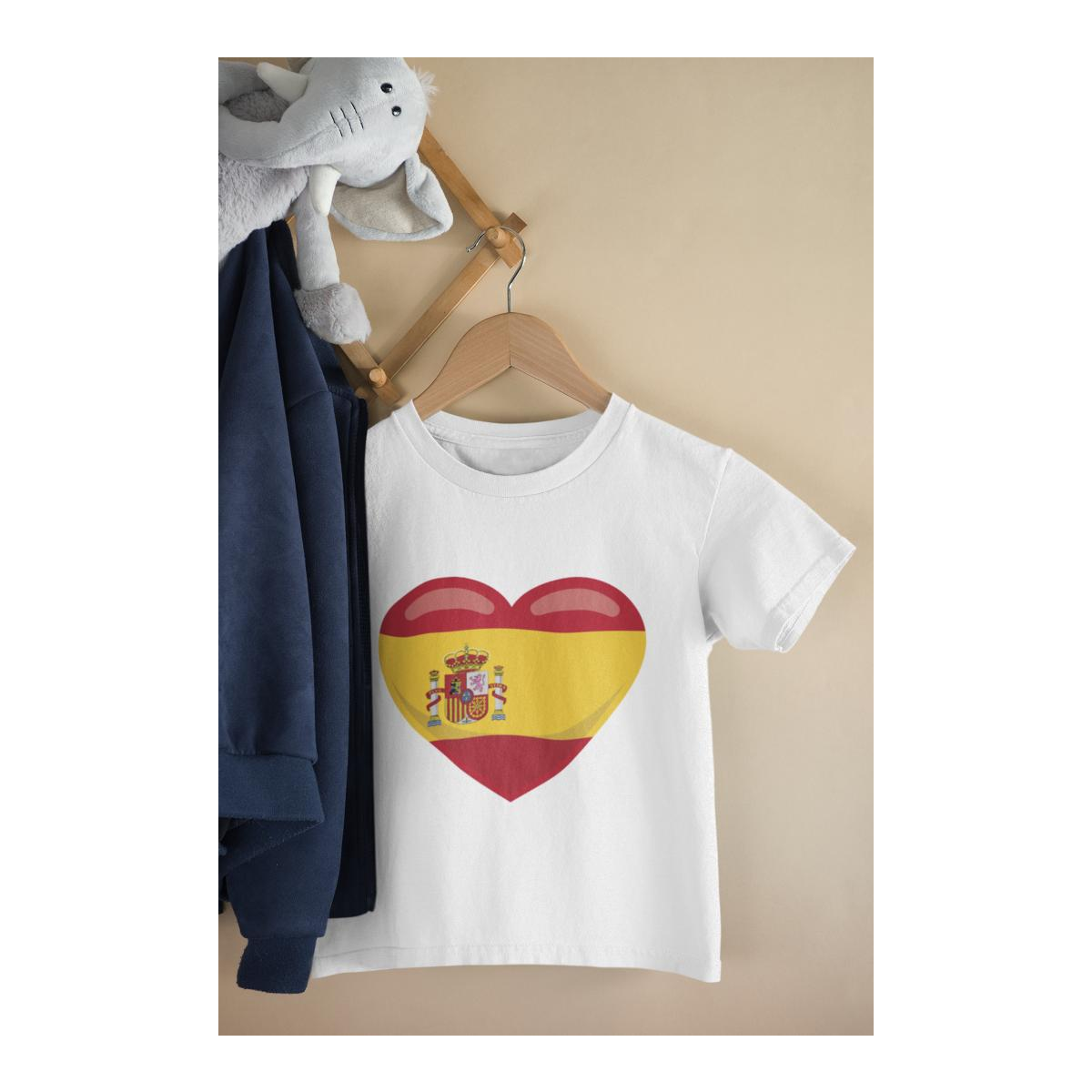 Kinder T-Shirt Spanien Flagge herzform