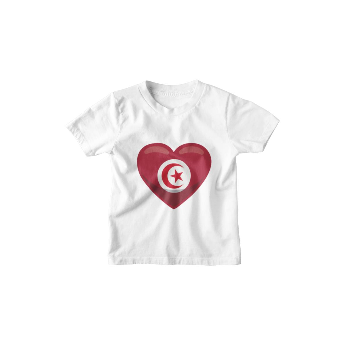 Kinder T-Shirt Tunesien Flagge herzform