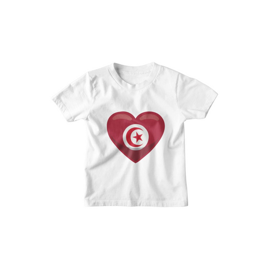Kinder T-Shirt Tunesien Flagge herzform
