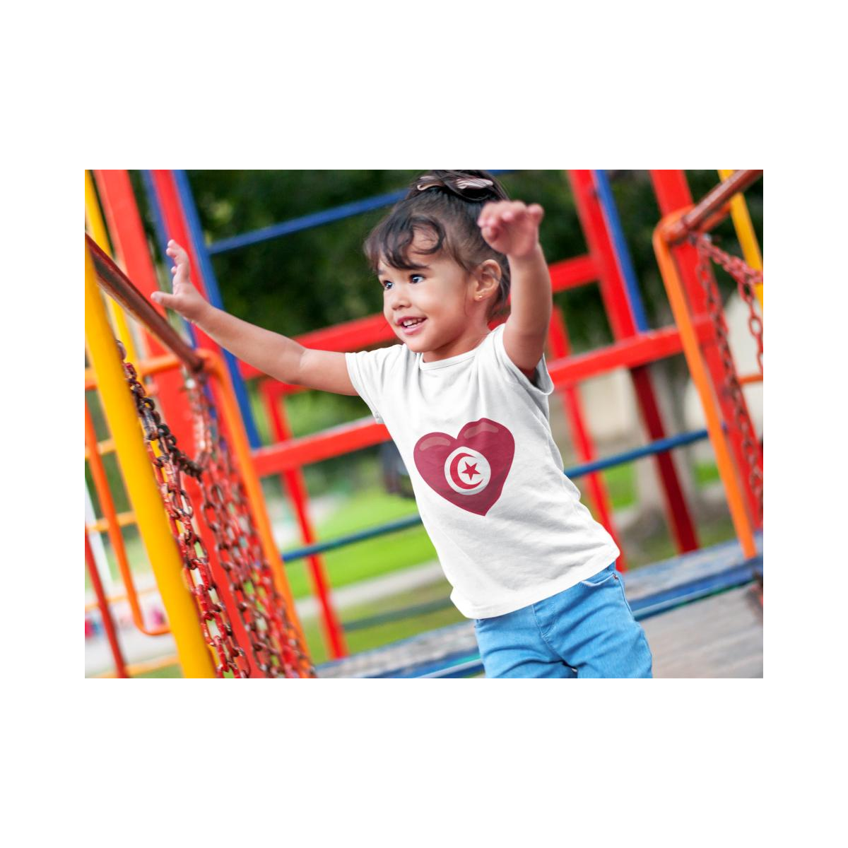Kinder T-Shirt Tunesien Flagge herzform
