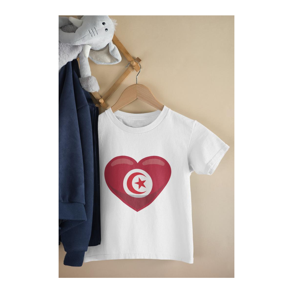 Kinder T-Shirt Tunesien Flagge herzform