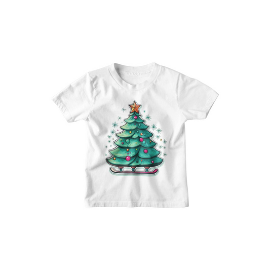 Kinder T-Shirt Weihnachtsbaum beim Eislauf