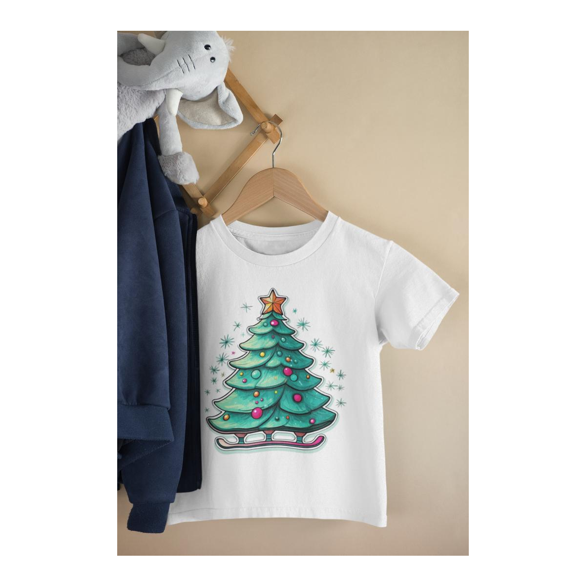 Kinder T-Shirt Weihnachtsbaum beim Eislauf