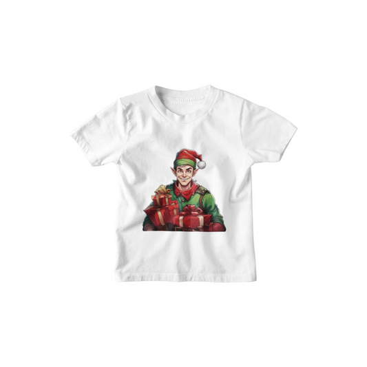 Kinder T-Shirt Weihnachtselfe mit Geschenken