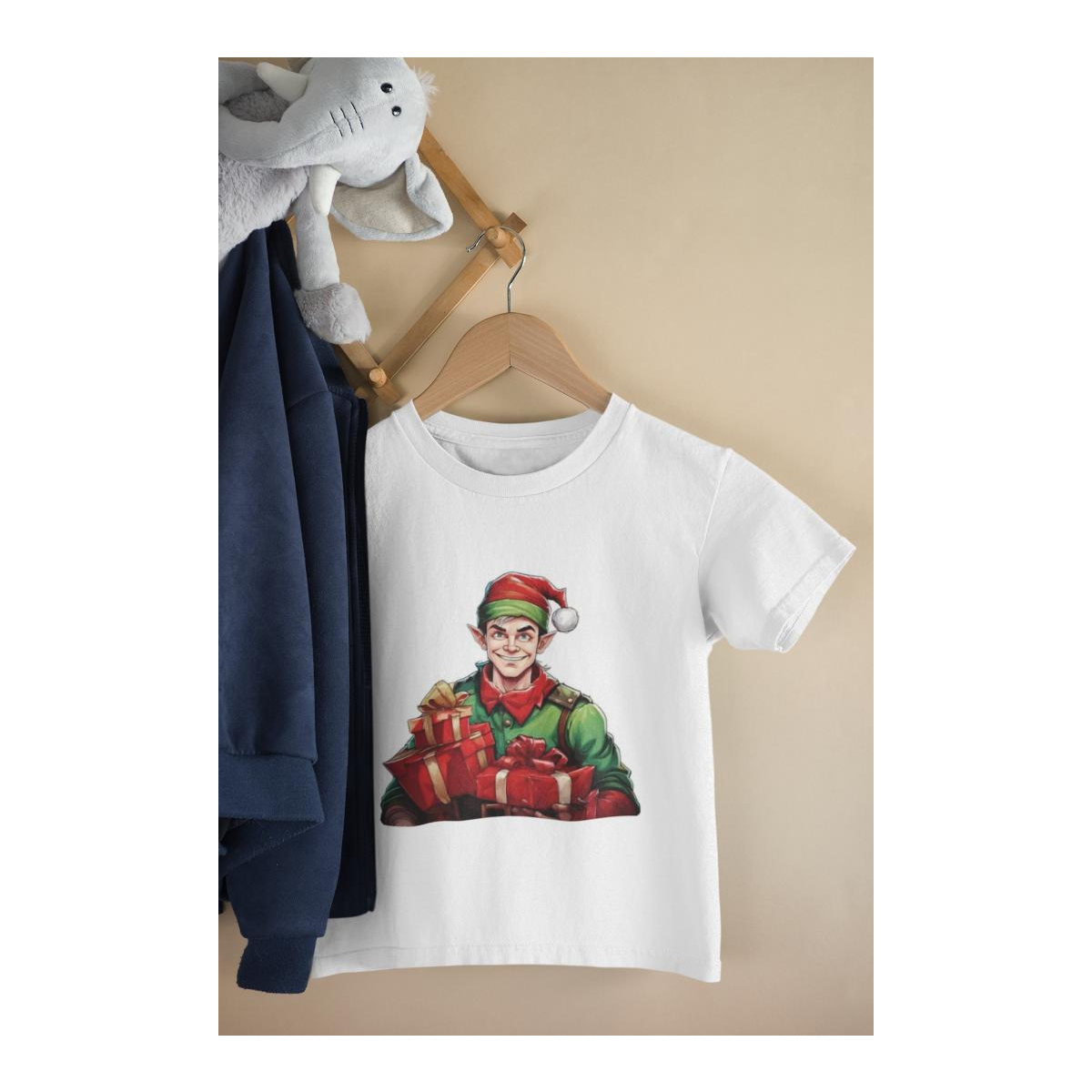 Kinder T-Shirt Weihnachtselfe mit Geschenken