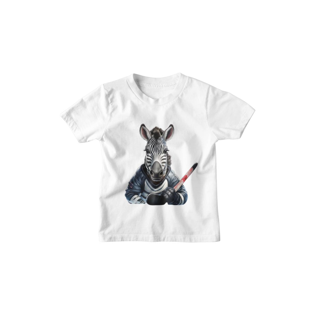 Kinder T-Shirt Zebra Spielt Eishockey