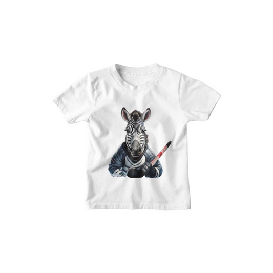 Kinder T-Shirt Zebra Spielt Eishockey