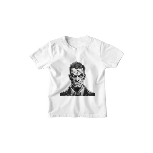 Kinder T-Shirt Black and White Frankenstein