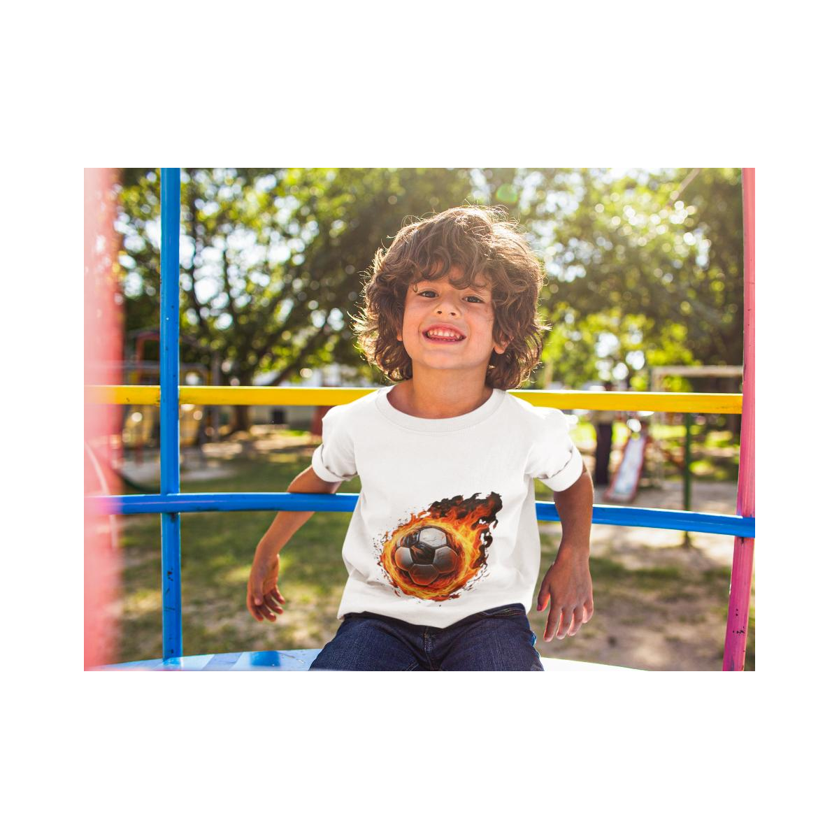 Kinder T-Shirt Brennender Fussball