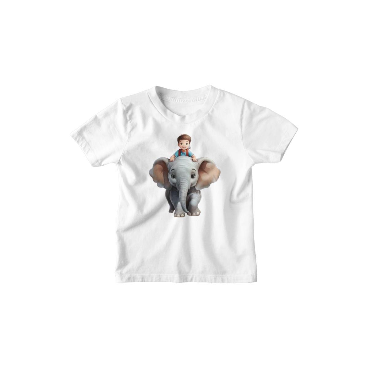 Kinder T-Shirt süsser Junge auf Elefant