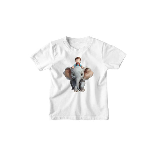 Kinder T-Shirt süsser Junge auf Elefant
