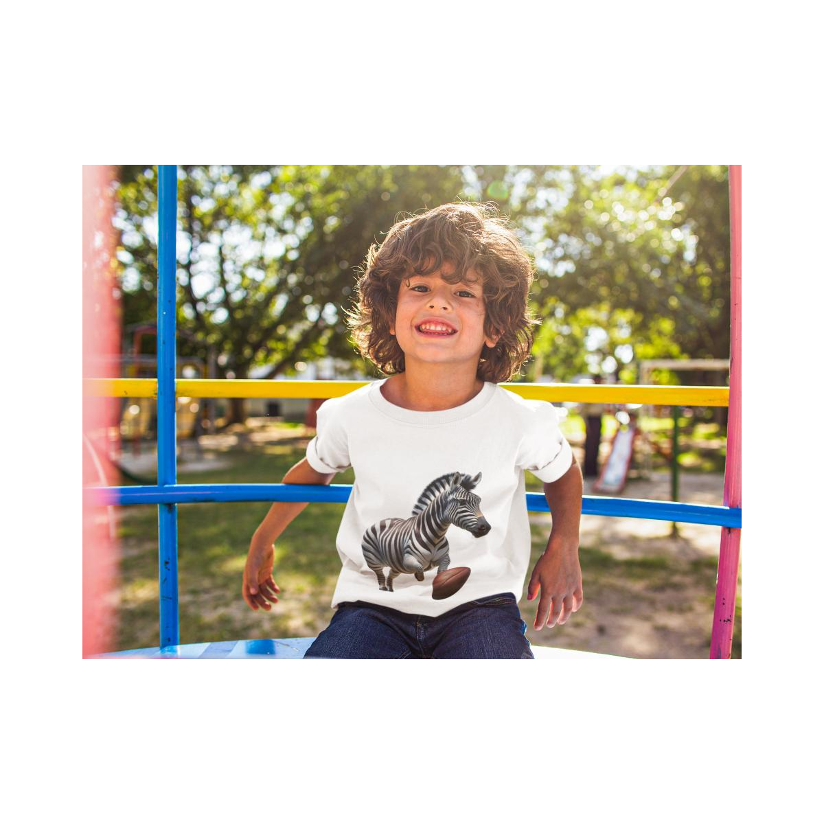 Kinder T-Shirt Süsses Zebra Spielt Rugby