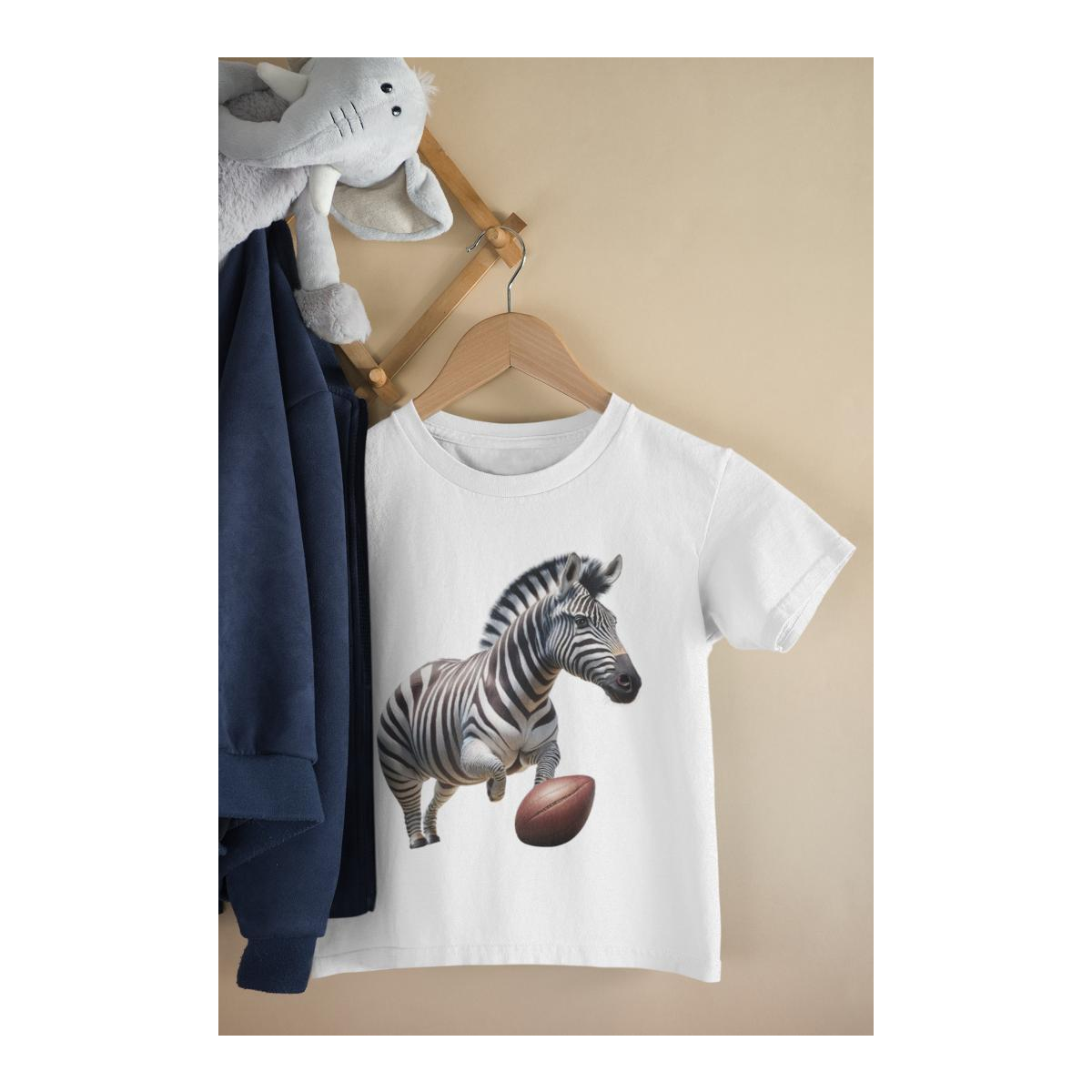 Kinder T-Shirt Süsses Zebra Spielt Rugby