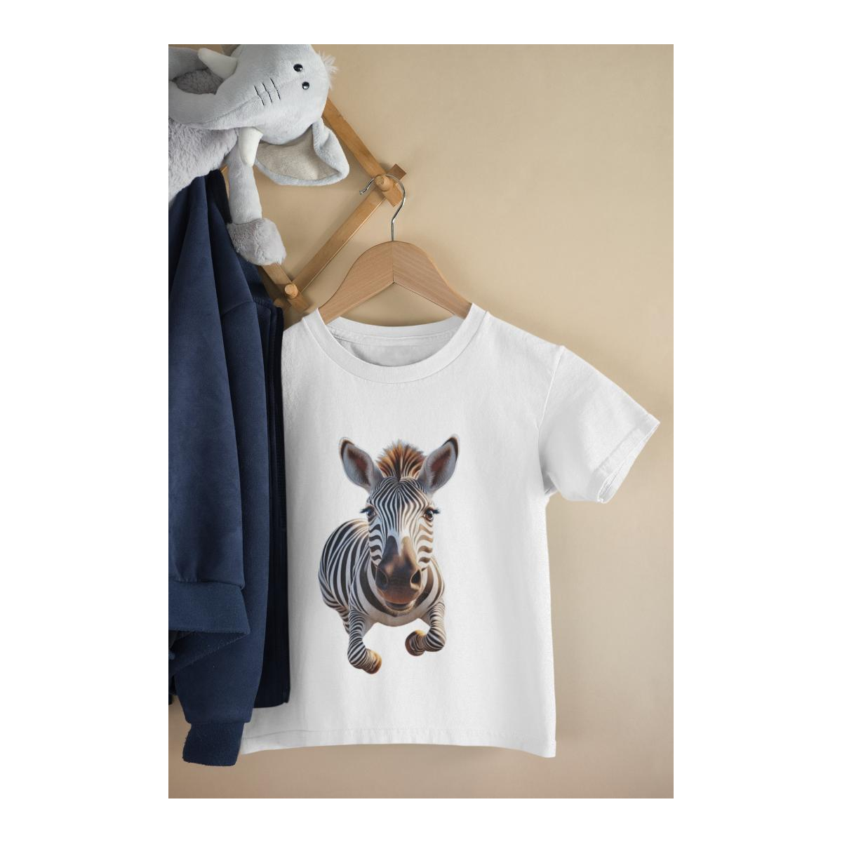 Kinder T-Shirt Süsses Zebra Springt nach Vorne