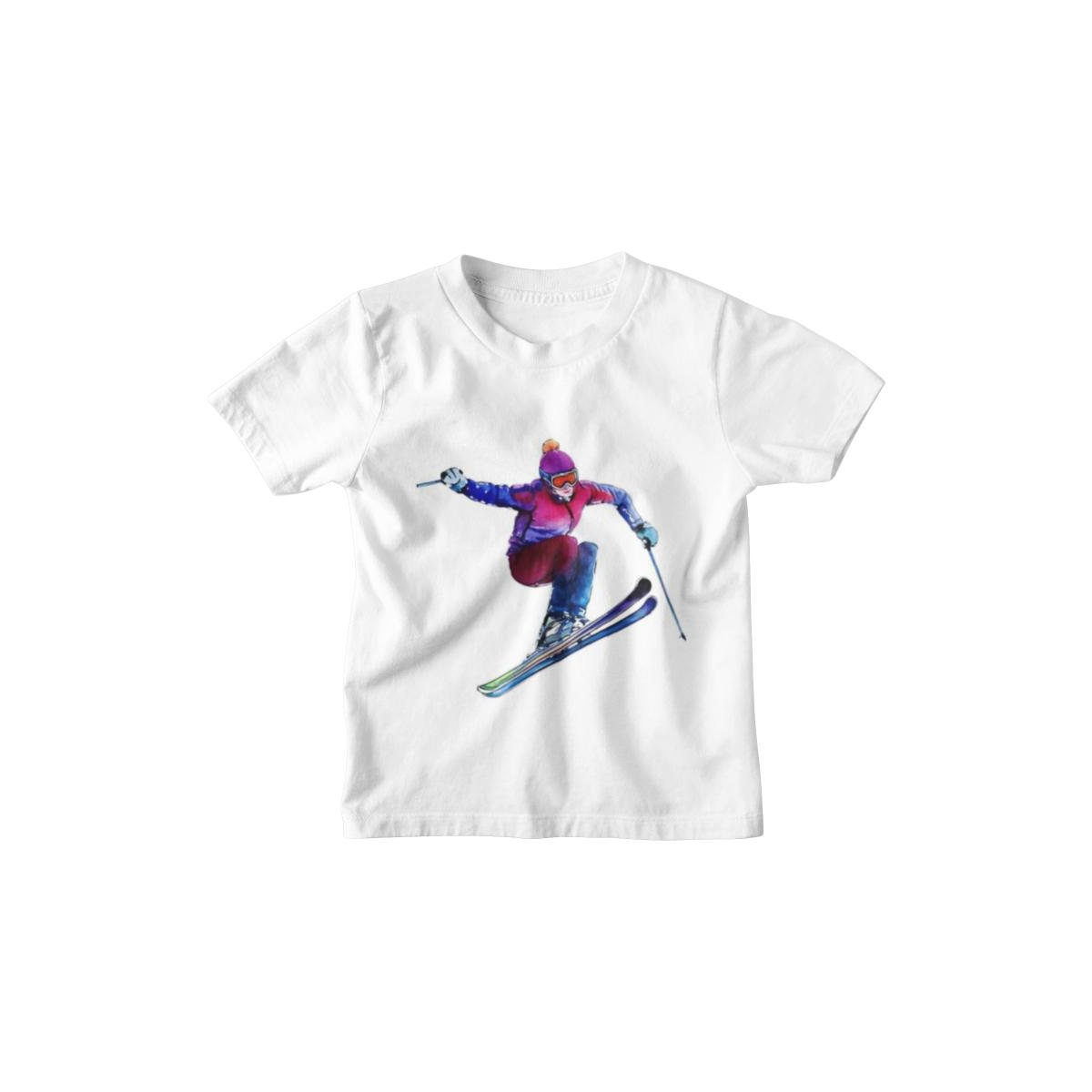 Kinder T-Shirt Watercolor Ski
