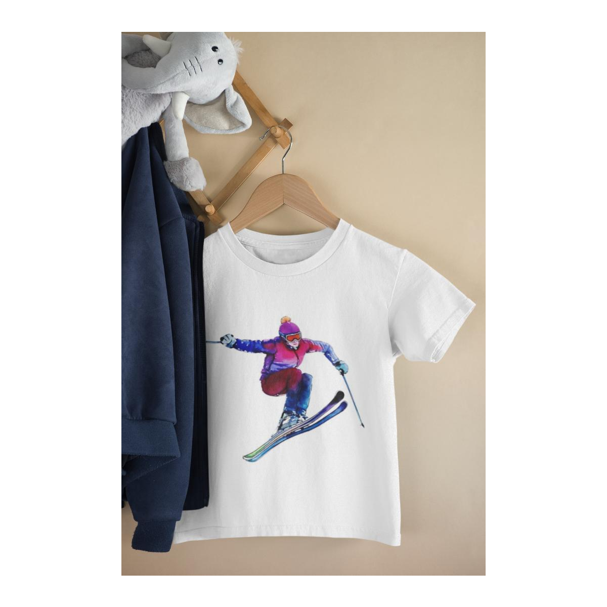 Kinder T-Shirt Watercolor Ski
