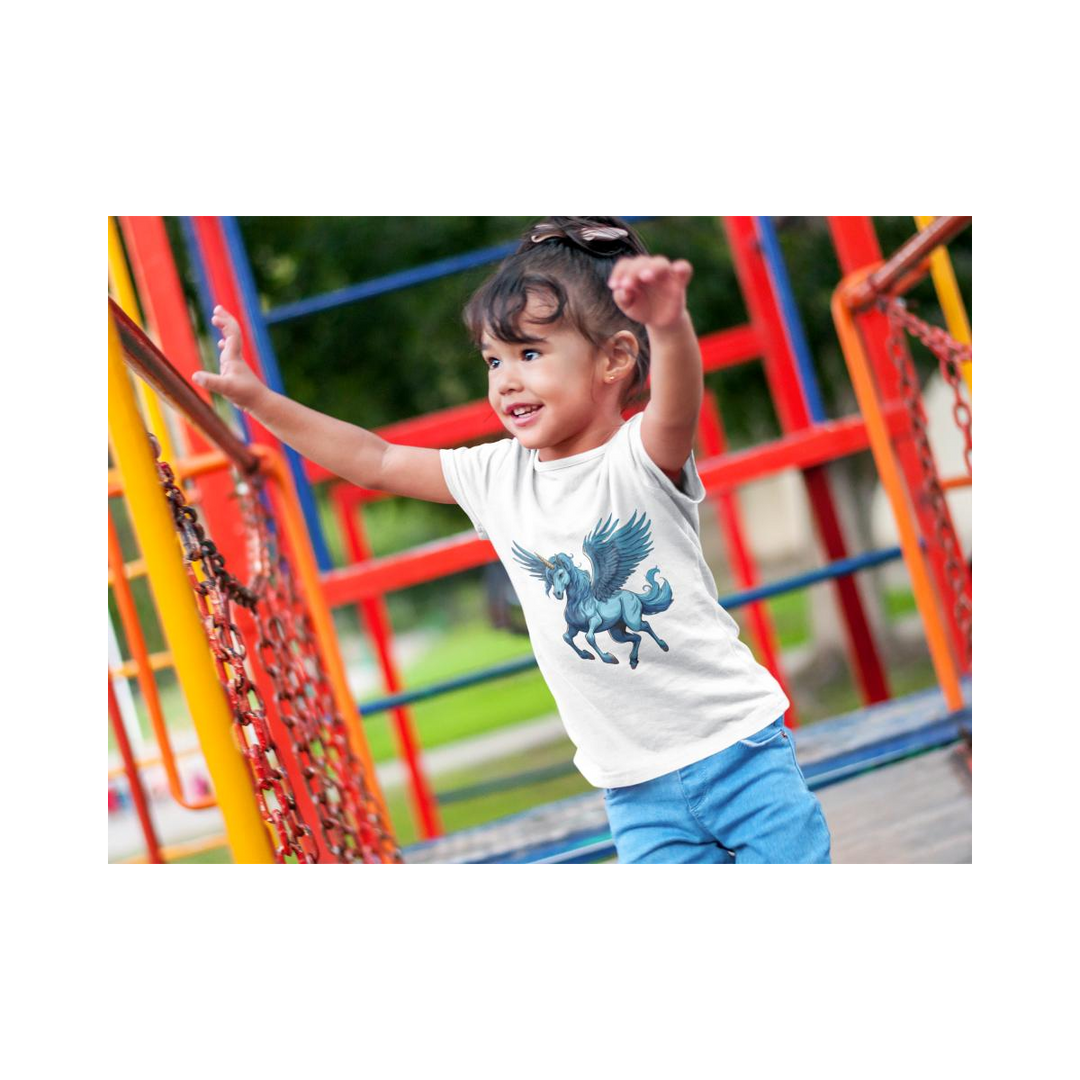 Kinder T-Shirt Blue winged Unicorn