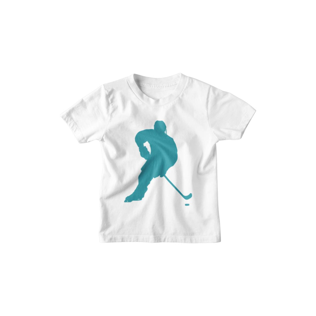 Kinder T-Shirt Hockey Player Silhouette in Grau