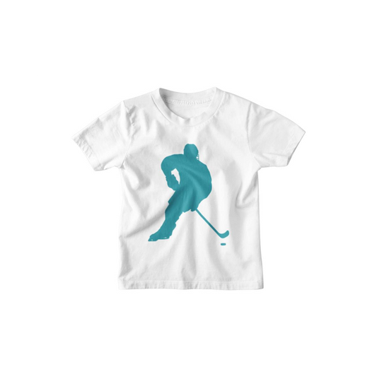 Kinder T-Shirt Hockey Player Silhouette in Grau