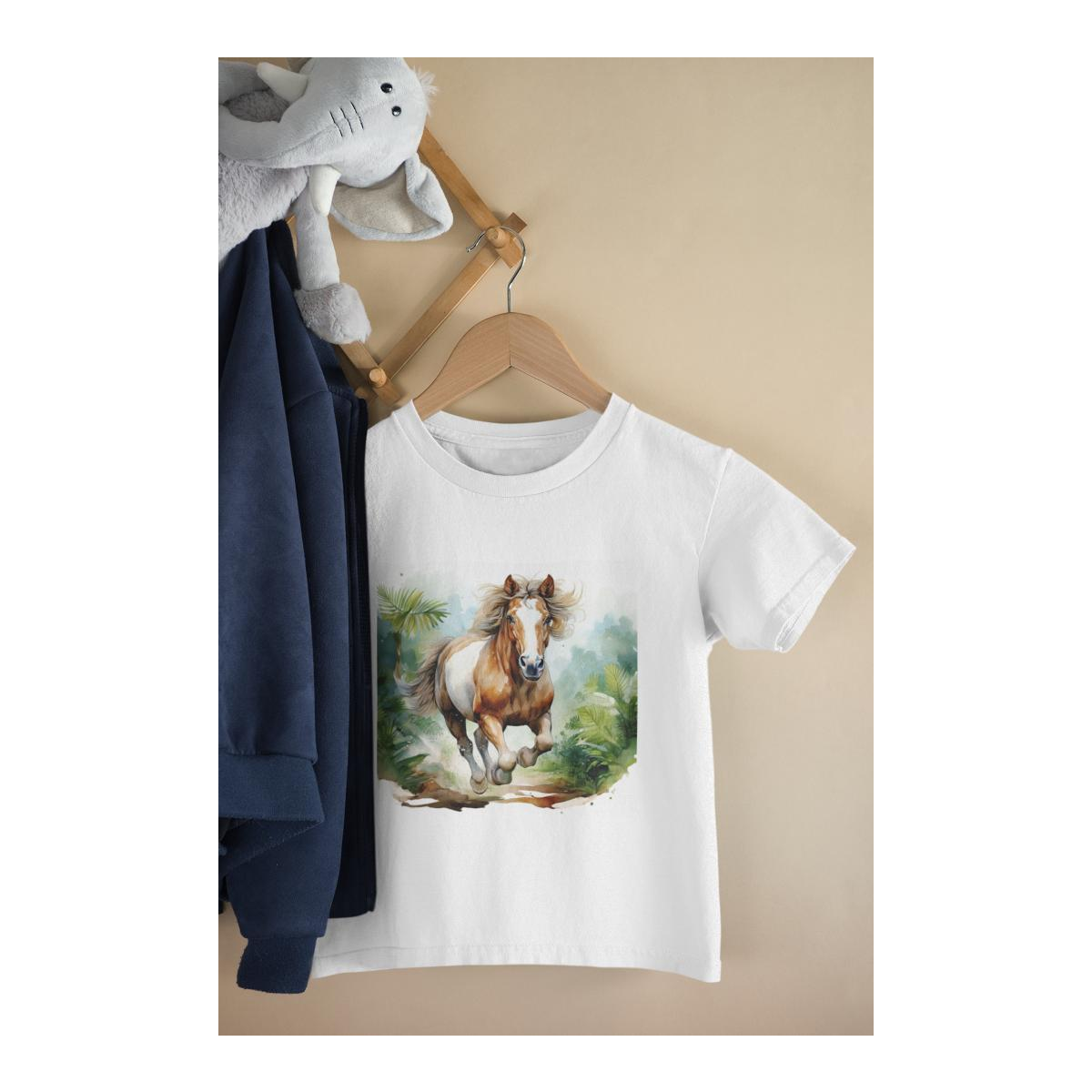 Kinder T-Shirt Realistic Watercolor Horse Luna