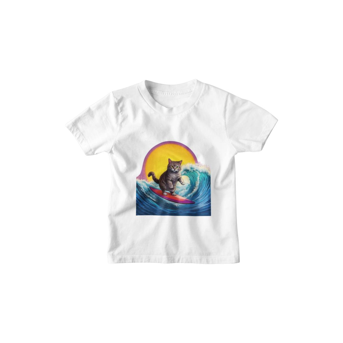 Kinder T-Shirt Surfing Cat