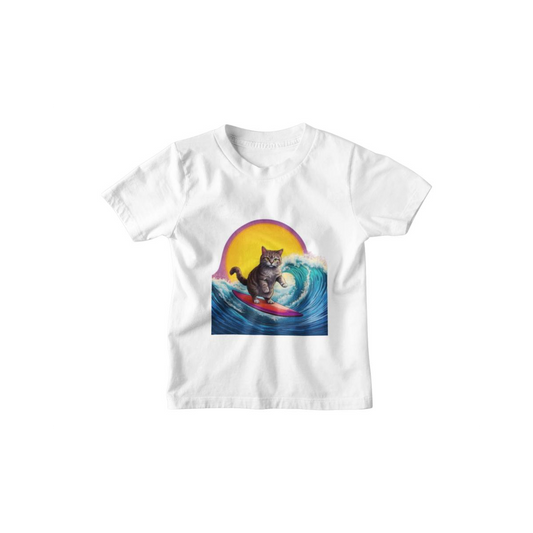 Kinder T-Shirt Surfing Cat