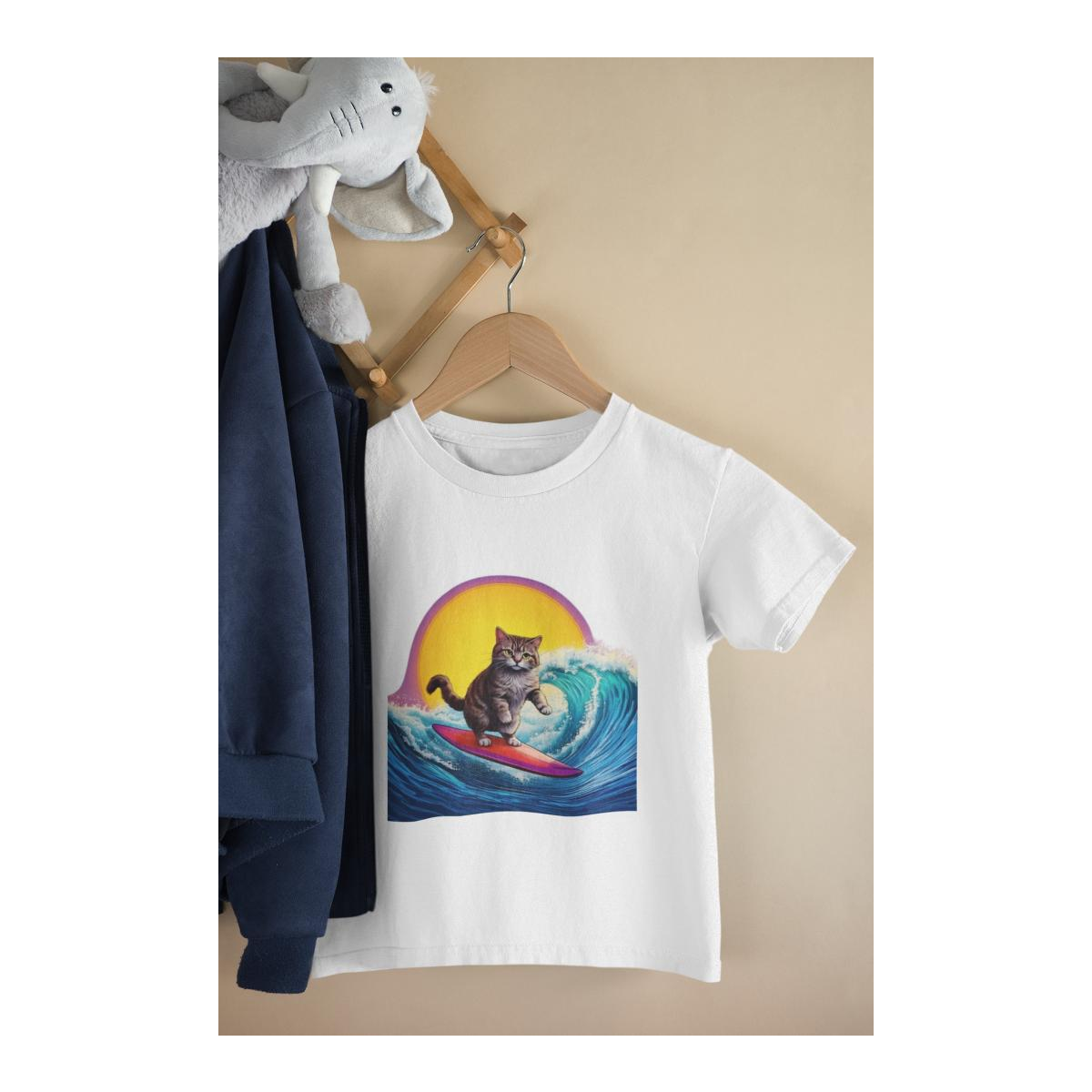 Kinder T-Shirt Surfing Cat