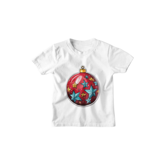 Kinder T-Shirt Weihnachtskugel rot mit Sterne