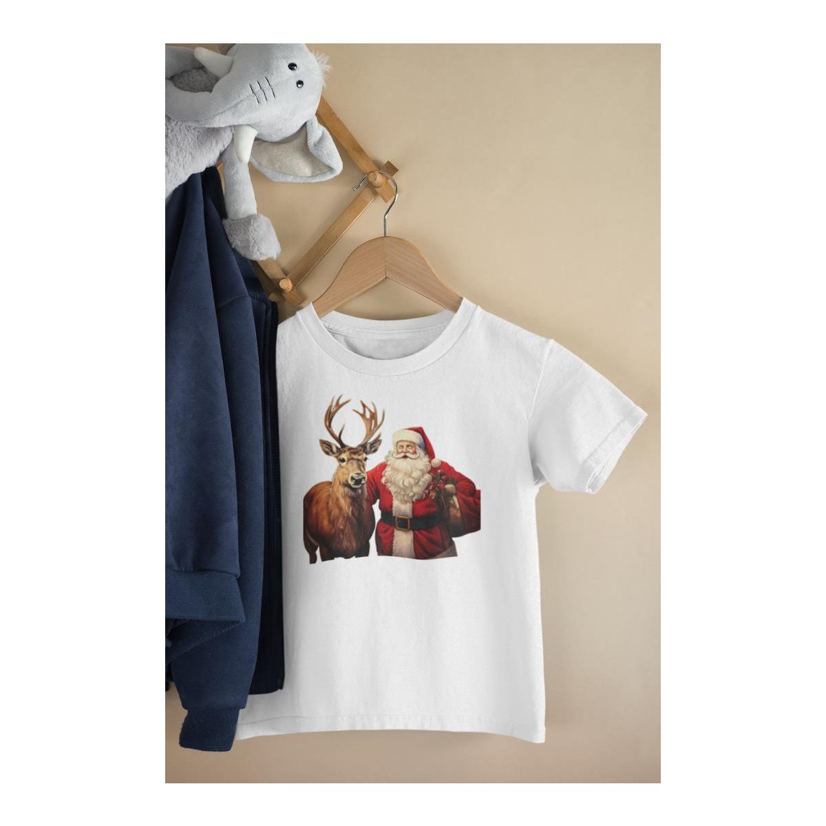 Kinder T-Shirt Weihnachtsmann mit Renntier