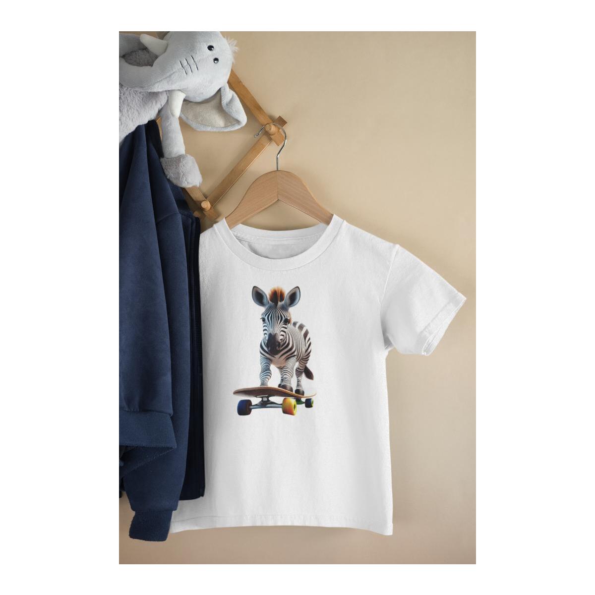 Kinder T-Shirt Zebra fährt auf Skateboard