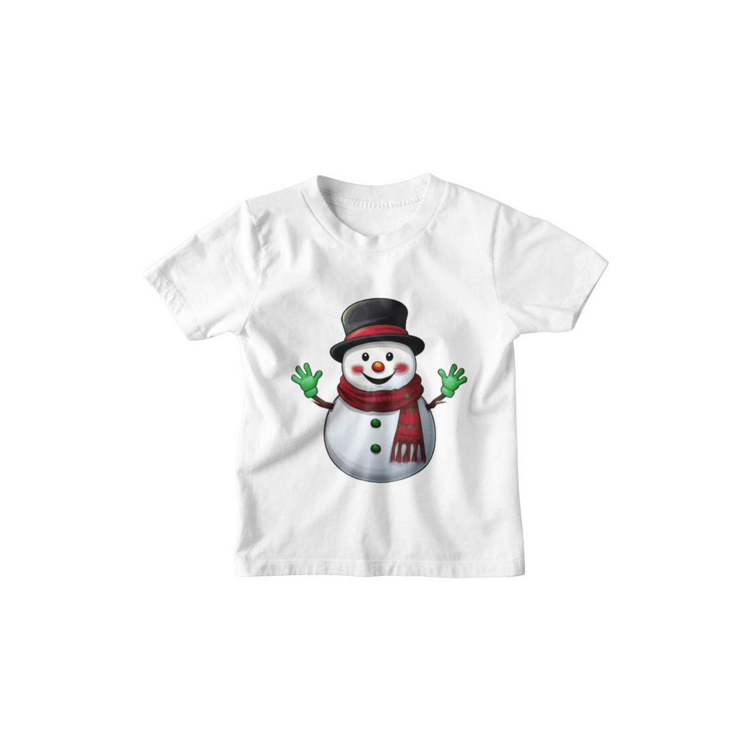 Kinder T-Shirt Lustiger Schneemann Winkt