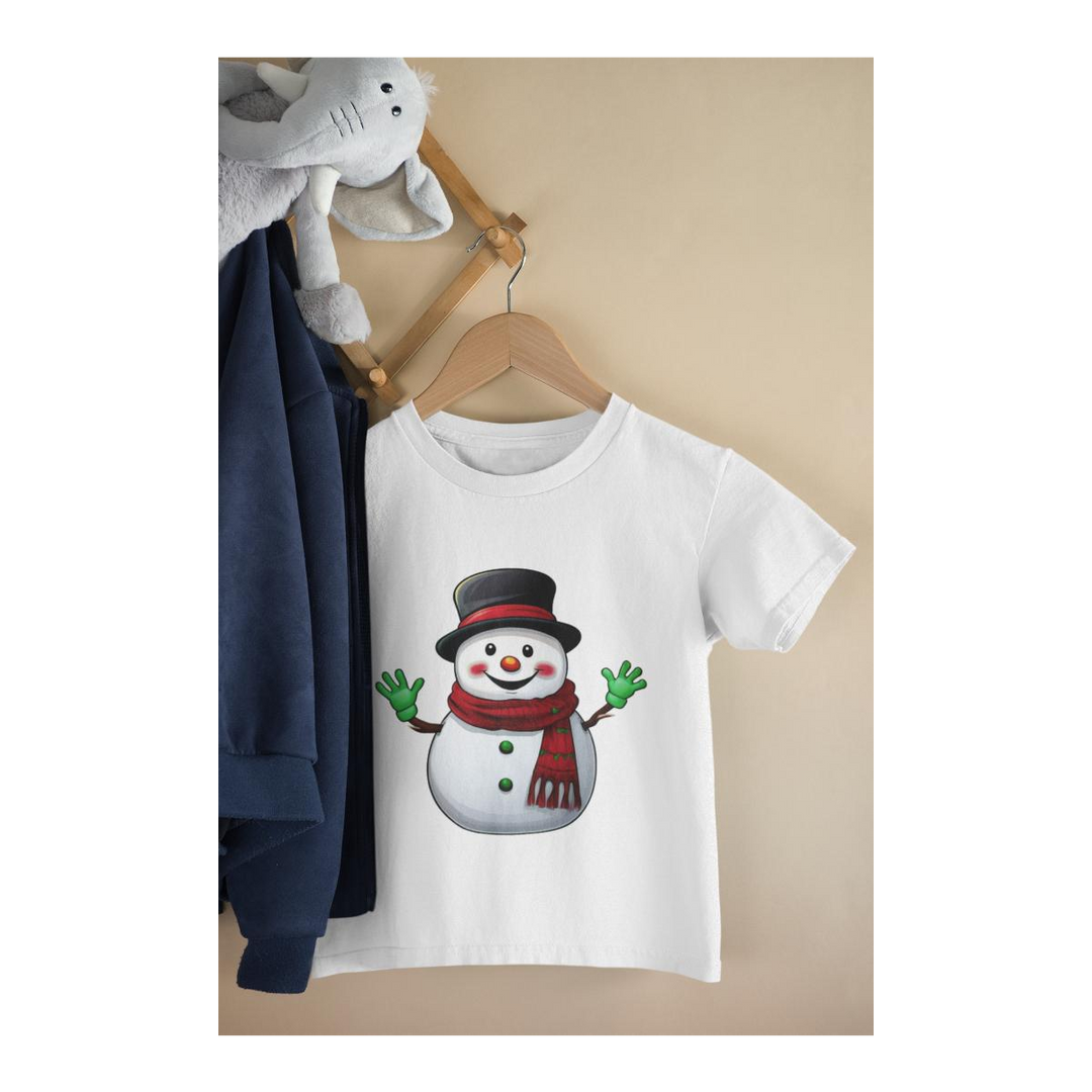 Kinder T-Shirt Lustiger Schneemann Winkt
